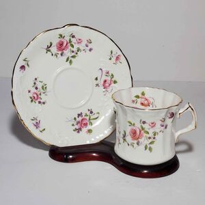 Hammersley Teacup and Saucer Pink Purple Flowers Vintage